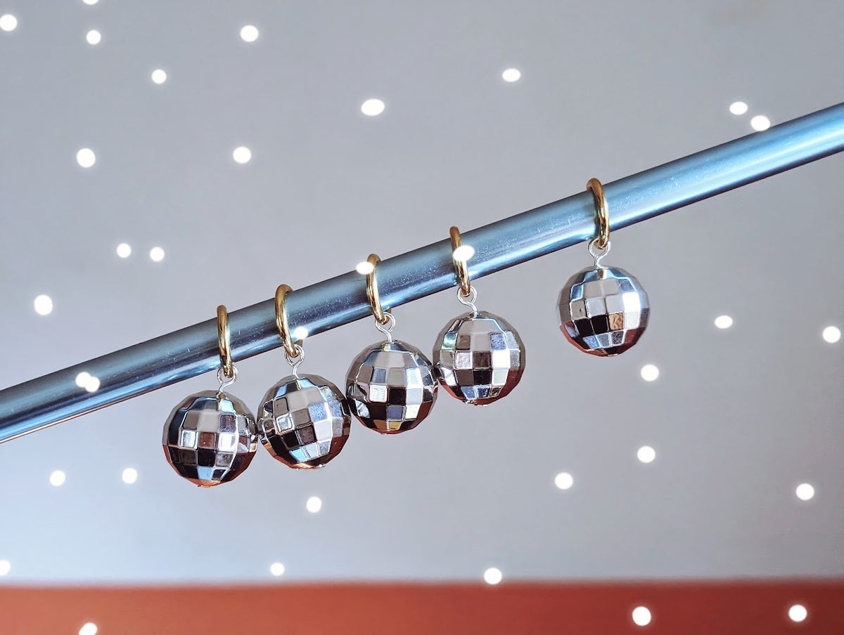 Disco Ball Stitch Markers | Set of 5 for Knitting & Crochet