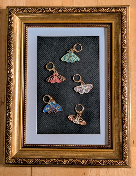 Whimsical Moth Stitch Markers | Set of 5 for Knitting & Crochet