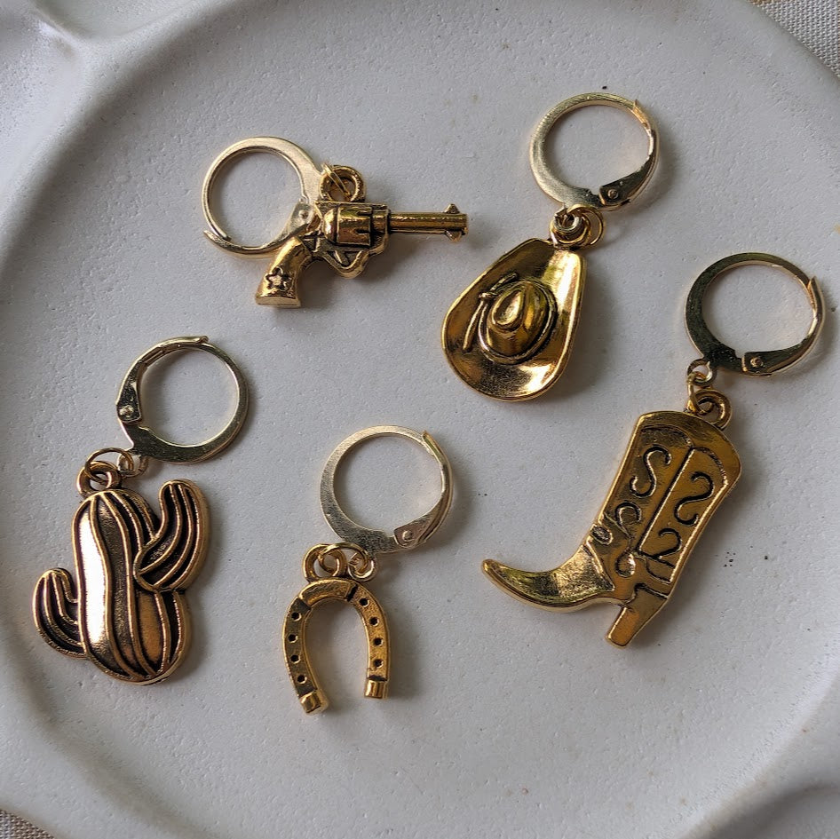 Cowboy Western Stitch Markers | Set of 5 for Knitting & Crochet