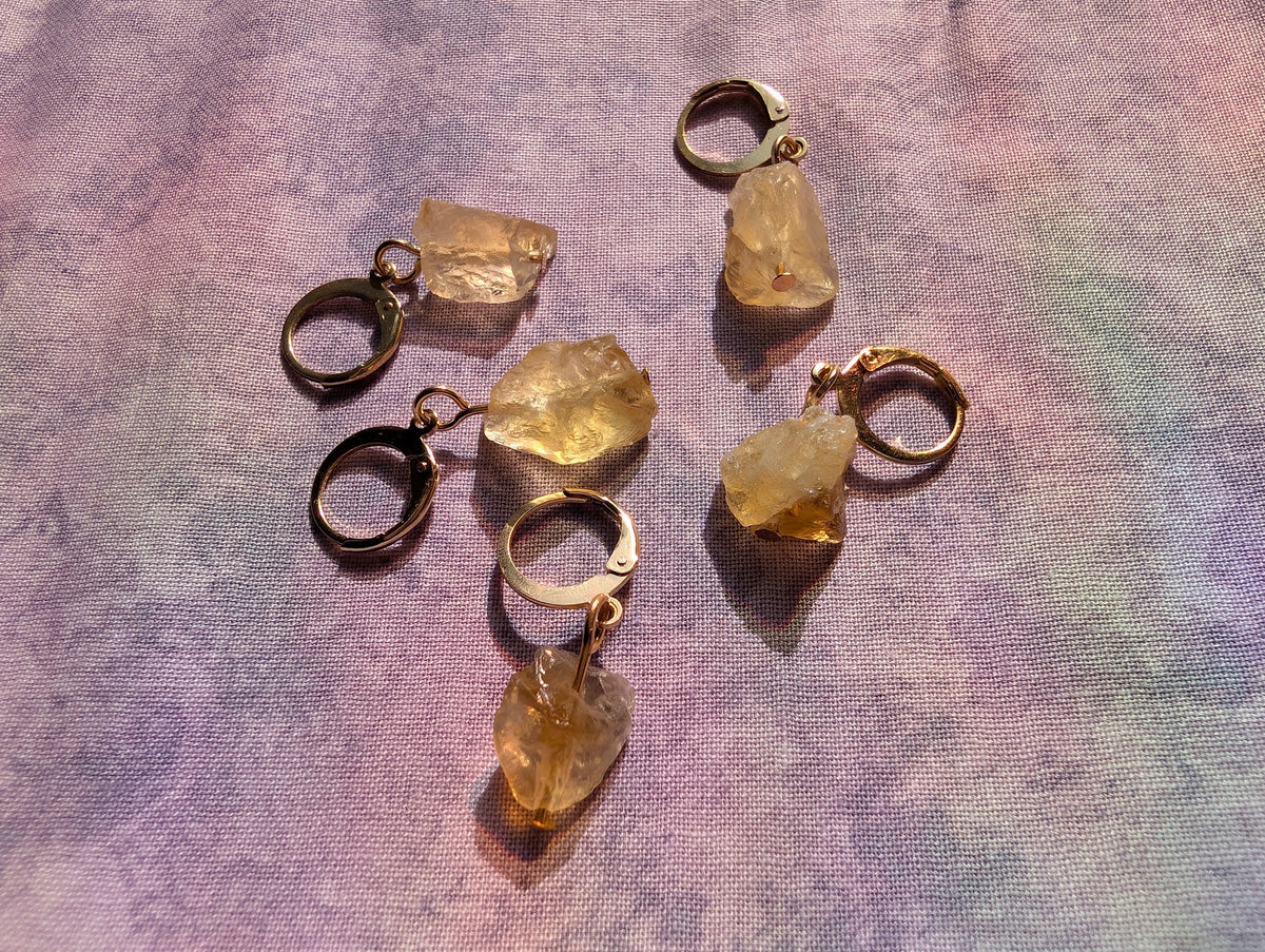 Citrine Stitch Markers | Set of 5 for Knitting & Crochet