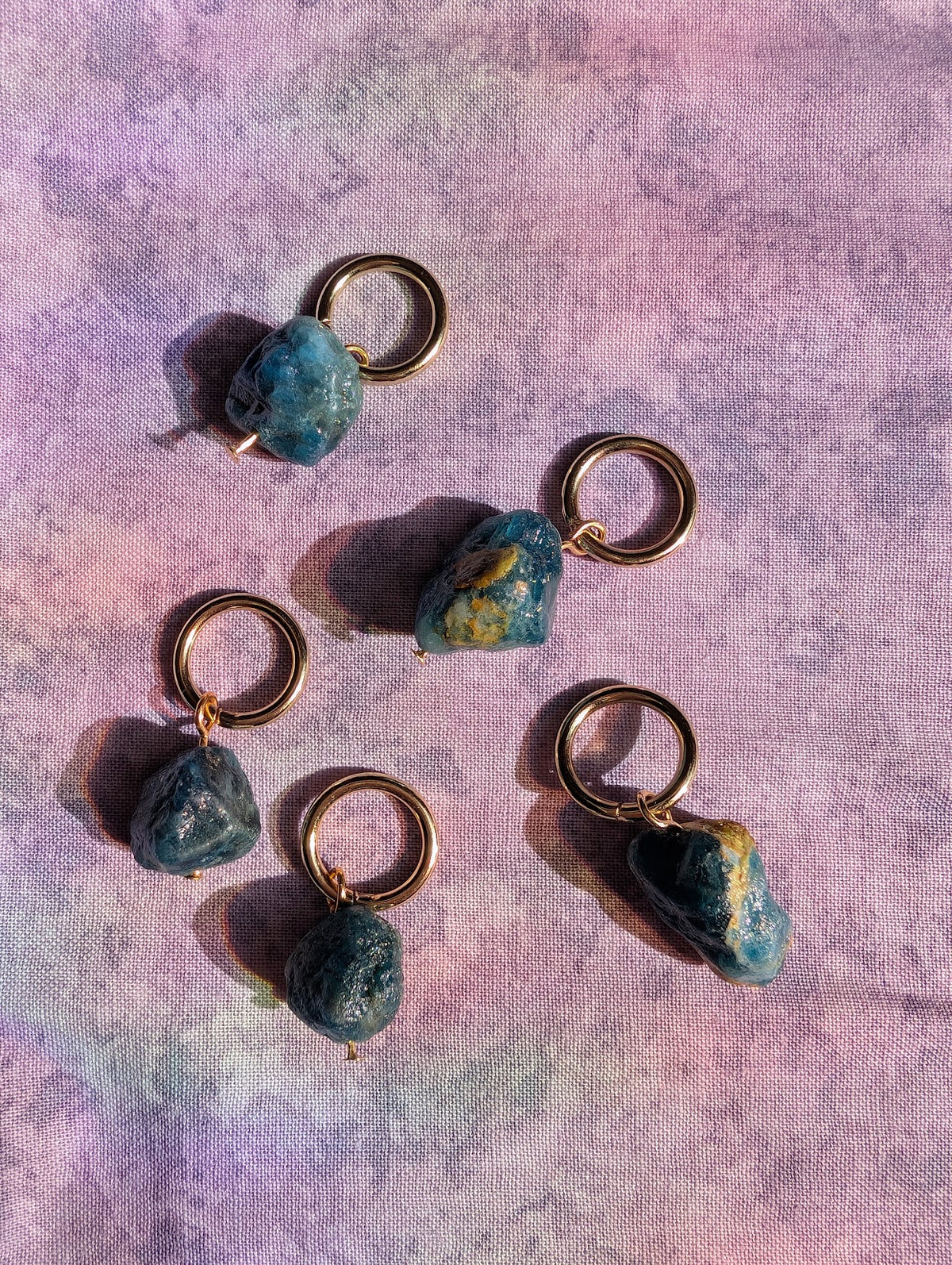 Blue Apatite Stitch Markers | Set of 5 for Knitting & Crochet
