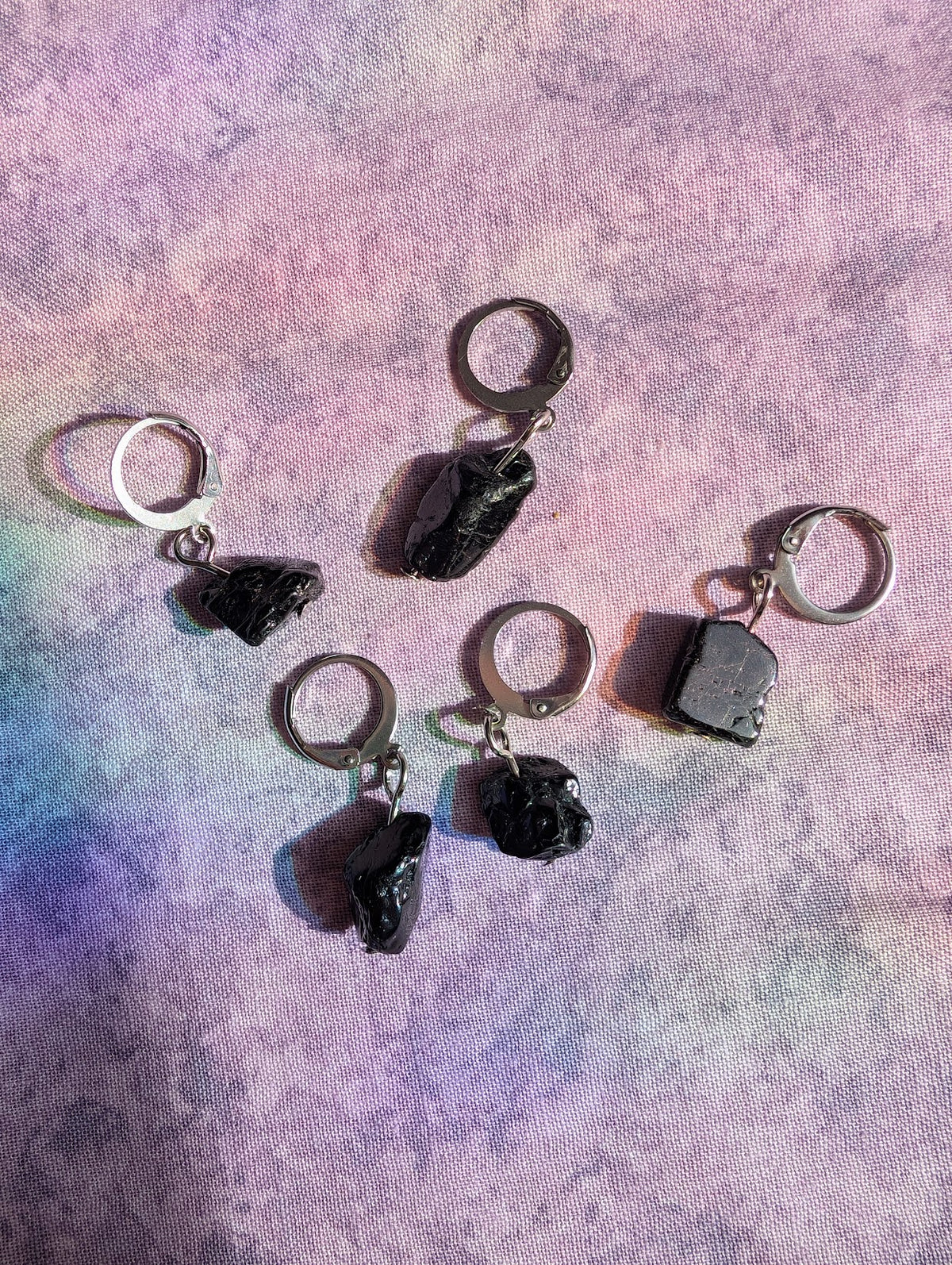 Black Tourmaline Stitch Markers | Set of 5 for Knitting & Crochet