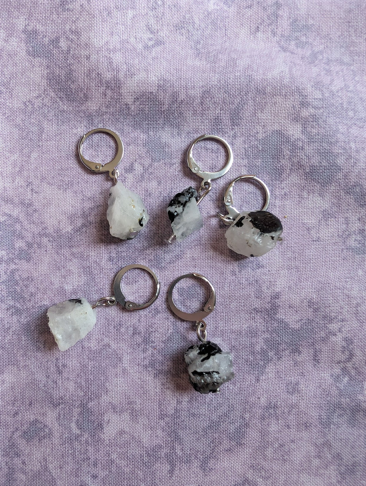 Tourmalated Moonstone Stitch Markers | Set of 5 for Knitting & Crochet