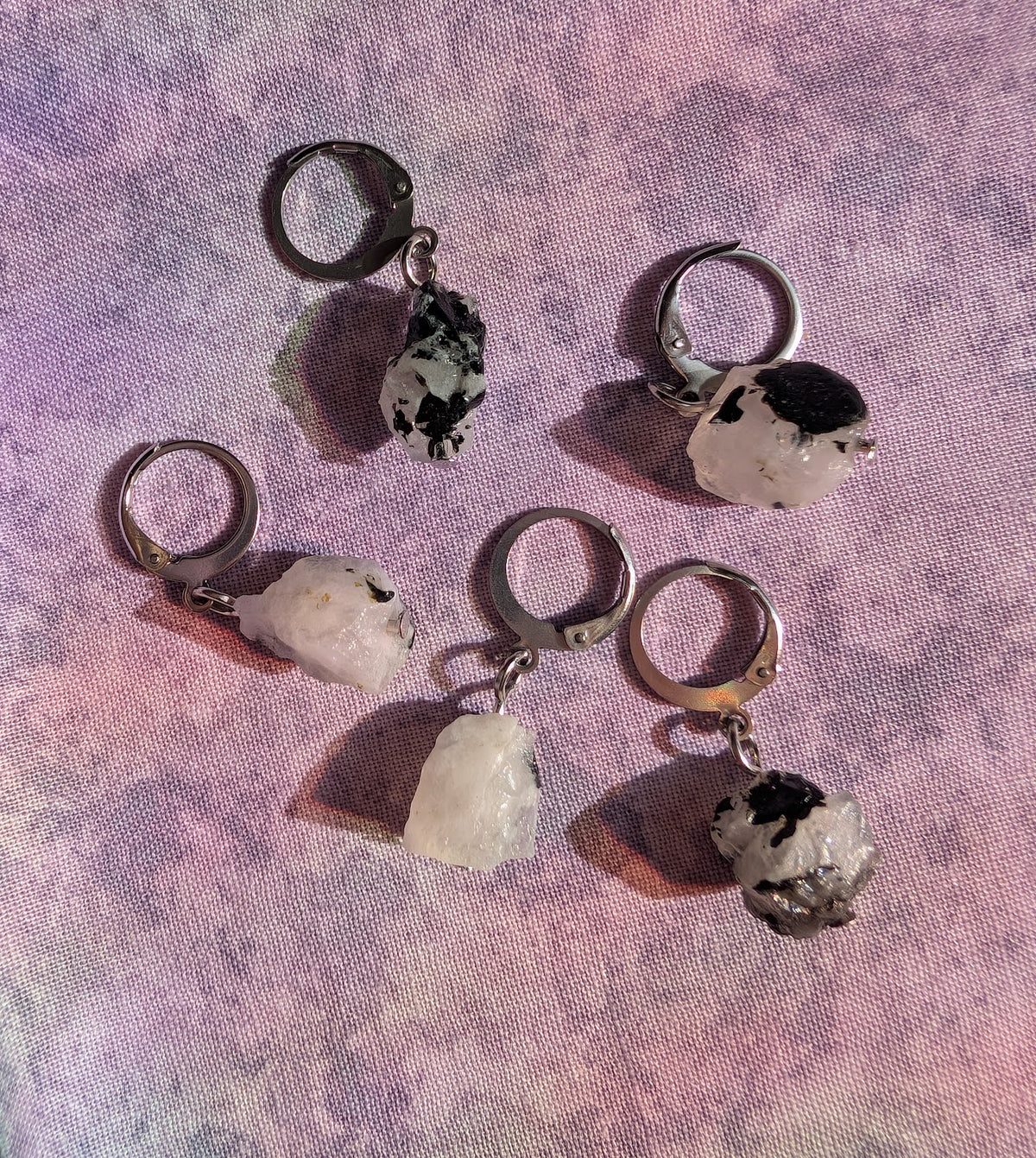 Tourmalated Moonstone Stitch Markers | Set of 5 for Knitting & Crochet