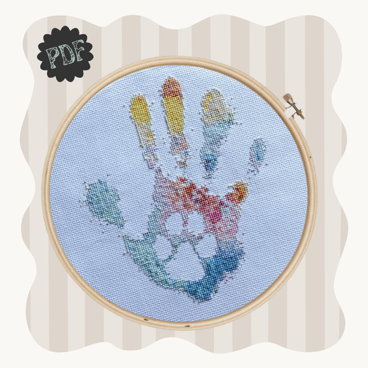Paw Print Hand - cross stitch pattern